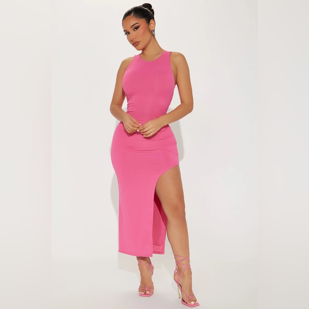 Fashion Nova Vibrant Pink Asymmetrical Dress